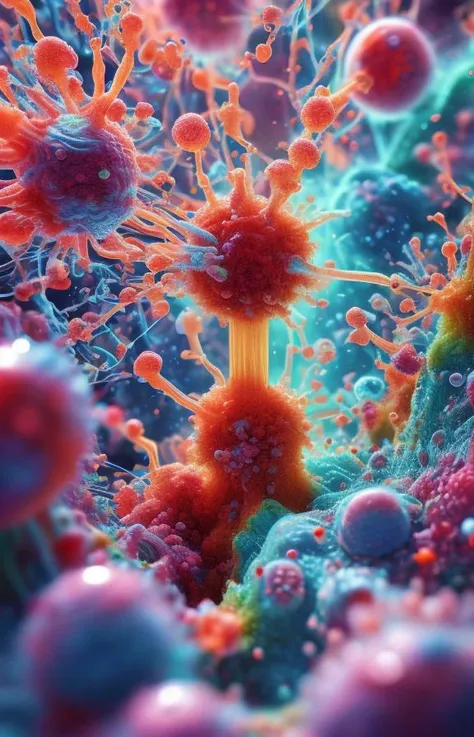 A close up of a cell phone with a bunch of cells - SeaArt AI