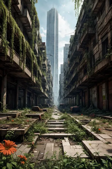 8k, realistic, vray, HDR, 6000K, in a post-apocalyptic overgrown park, weedy flower beds, bright flowers, rusted playground, dried fountain, mossy benches. <lora:PostApocalyptic_v4:0.6> SZ_4po enviroment
<lora:add_detail:1.2>