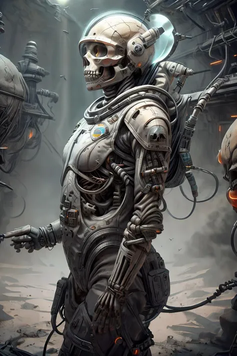 absurdres, intricate details, masterpiece, best quality, high resolution, 8k, (skeleton in astronaut spacesuit:1.2), (skull:1.3), (broken helmet:1.4), (colored light bulbs:1.3), spacesuit, lunar surface, craters, black sky, stars, soft light, front light, rim light
<lora:LunarPunkAI:1> <lora:NecromancyAI:1> <lora:add_detail:1.3> <lyco:GoodHands-beta2:1.0>
