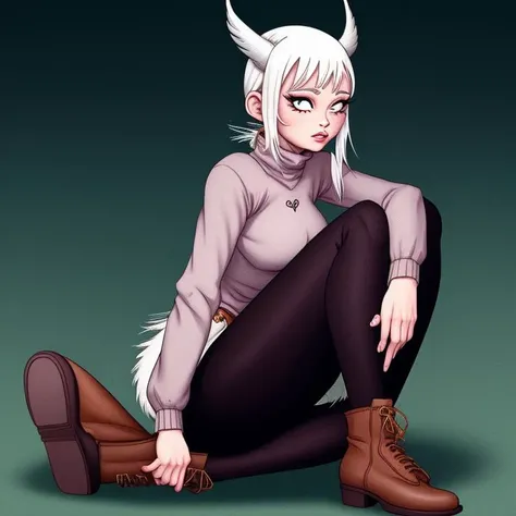 anime-girl, with pants and a sweater and shoes
