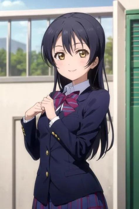 (((pixel-perfect, detail-perfect))), solo, 1girl, <lora:umi-lovelive-01:0.8>, umi sonoda, school uniform, looking at viewer, smile