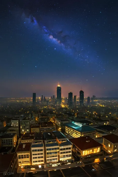 score_9, score_8_up, score_7_up, zPDXL2, <lora:MilkyWay:1>, (((night))), night sky, ((stars)), milky way, 
city from far away, skyscrapers