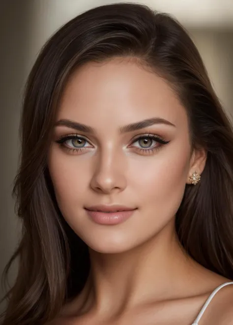 1girl, professional head shot, perfect eyes, highly detailed beautiful expressive eyes, detailed eyes, glamorous hair, perfection gorgeous smile, light makeup, good atmosphere. large depth of field, deep depth of field, , (8k, RAW photo, best quality, depth of field, ultra high res:1.2), intricate, photorealistic, masterpiece, ultra-detailed), crisp, vivid lighting