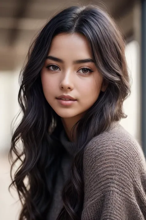 photo of beautiful (jessgou1n:0.99), a woman in a (salon:1.1), perfect hair, hair blowing in the wind, wearing (sweater), modelshoot style, (extremely detailed CG unity 8k wallpaper), professional majestic (photography by  alfred stieglitz:1.1), (Fujifilm X-H2S Mirrorless Camera), 24mm, exposure blend, hdr, faded, extremely intricate, High Detail, Sharp focus, dramatic, soft cinematic light, (looking at viewer), (detailed pupils), cute smile, 24mm, 4k textures, soft cinematic light, adobe lightroom, photolab, elegant, ((((cinematic look)))), soothing tones, insane details, hyperdetailed, low contrast