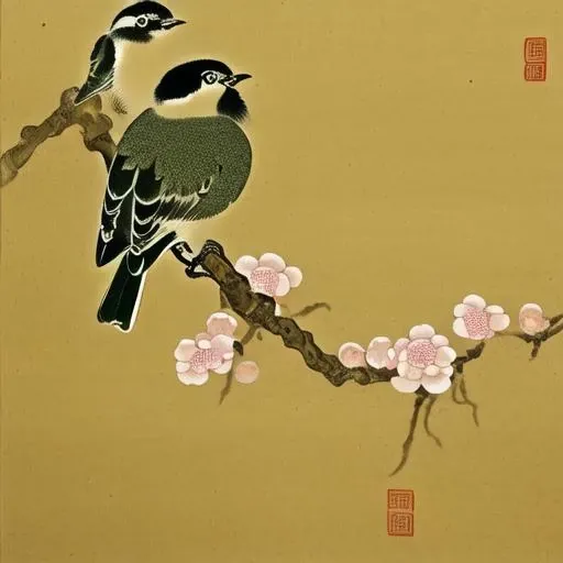 <lora:SDHNHï¼ganshiba):1>Song Dynasty flower and bird painting, Song Huizong, (highest quality, masterpiece, art, Chinese painting, line drawing, line drawing, extreme details) (Clear paws) (Clear eyes) (Clear feathers) (Ink artistic conception) (Rendering) (Leave blank )