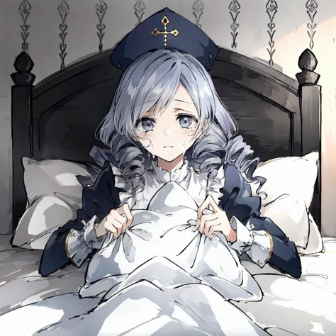 dlanor, 1girl, crying,bed, sheet, pillow, lying <lora:dlanor-000002:0.7> <lora:envybetterhandsLocon_beta2:0.65>