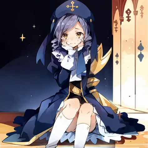 dlanor, 1girl, sitting, kneeling, hiding face, crying <lora:dlanor-000002:0.7> <lora:envybetterhandsLocon_beta2:0.65>