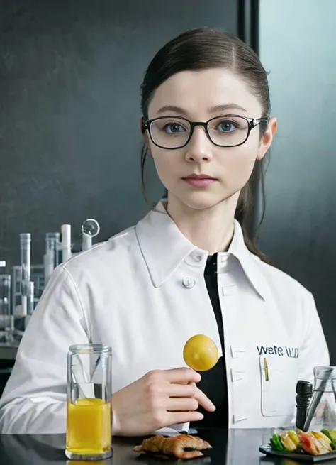 realistic portrait of (( <lora:thomckenzie-000002:1> as female scientist)) in a laboratory wearing glasses, unreal engine 5 render art by range murata trending on deviantart pinterest detailed realistic hd 8k high resolution texture details natural background hypermaximalist extreme illustration cinematic post-processing ultra simplified design no text composition rule out chromatic aberration vivid colors octane photorealism modern supernatural genre painting with many characters that are made from sushi rice cubes sitting at an assembly line eating lunch featured on DeviantArt's website Unreal Engine 4K HD wallpaper digital Art Emoji collection