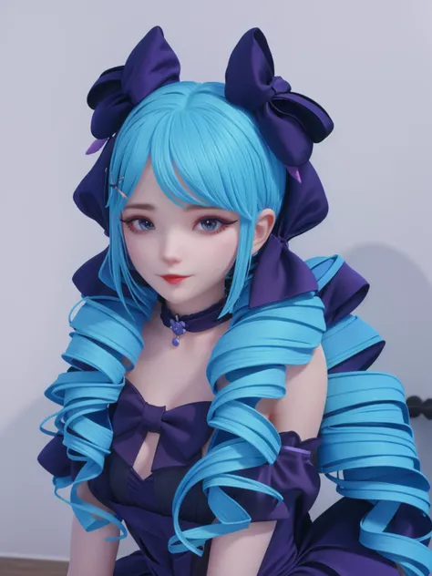 ,1girl, long hair, choker,twin drills, hair ornament, dress, x hair ornament, bow, drill hair, <lora:gewen_20230707095236-000012:0.7>