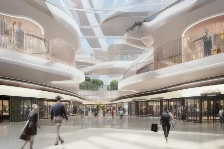 (masterpiece),(high quality), best quality, real,(realistic), super detailed, (full detail),(4k),8k, atrium, interior design of shoppingmall, LED screen, people, sunroof, sunlight <lora:shoppingmall-atrium:1>