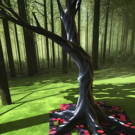 ((highest quality)), ((masterpiece)), (be familiar with), Inside the fantastic sea of trees、(Scenery in a dark forest with autumn leaves:1.5) , (Layer depth, parallax effect, soft focus foreground, Landscapes depicted:1.3), (The ground is covered with tree roots and fallen leaves.:1.4)、(steam:1.2)、like a movie, (Penis growing out of the ground:1.3), NSFW, penis, (There are no people:1.8)