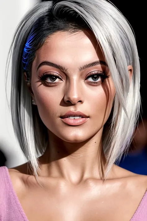 editorial portrait of a woman,(beberexha_ti_v1-3700),(blonde sid cut hair:1.3),Masterpiece, absurdres, award winning photo of candices, wearing a pastel sweater,extremely detailed, amazing,(clean:1.2), fine detail, extremely detailed eyes and face,smiling, flirting,by helmut newton, nikon d850, film stock photograph, 4 kodak portra 400 camera, f1.6 lens, rich colors, hyper realistic, lifelike texture, dramatic lighting, trending on artstation, cinestill 800 tungsten, beautiful woman