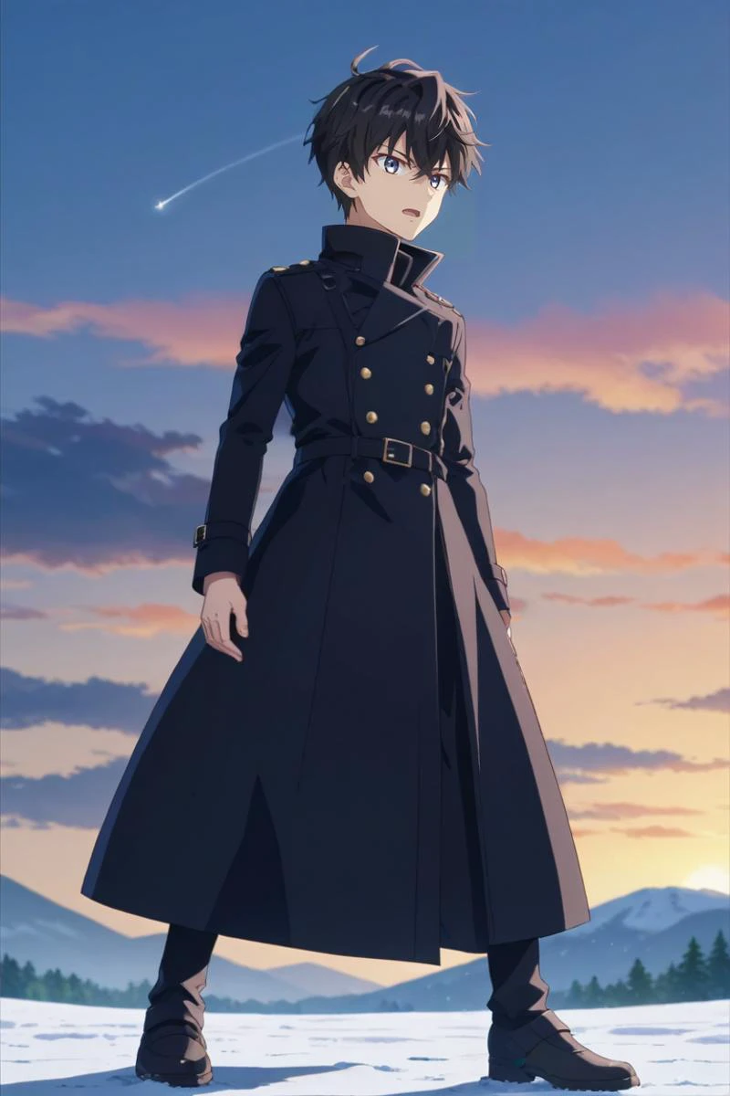 score_9, score_8_up, score_7_up, source_anime, rating_safe, , anime screencap, , official style, , , 1boy, solo, male focus, <lora:lugh_tuatha_de_pony:0.8>, lugh_tuatha_de, black hair, blue eyes, short hair, hair between eyes, bangs, , from afar, full body, snowy field, dawn, villain pose, open mouth, burglar costume, <lora:sdxl_lightning_8step_lora:1>