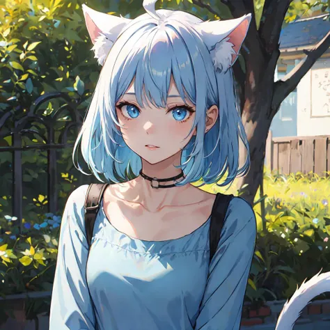 Light blue hair, cat ears, jack o pose, bottomless, wearing a black shirt, Light blue hair, cat ears, jack o pose, bottomless, wearing a black shirt