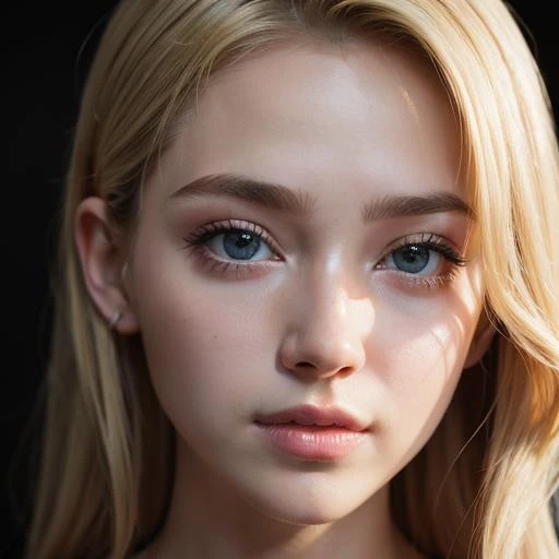 close up, dramatic lighting, girl, beautiful, pretty, best render, realistic, teenage, blonde