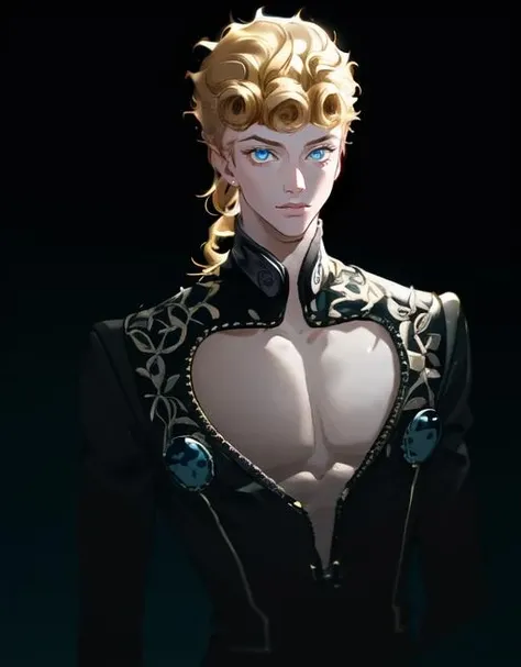 perfect face, young, floral pattern on suit, detailed face, giorno giovanna, (masterpiece:1.3), (best quality:1.1), ((1boy)), ((solo)), blonde hair, blue eyes, suit, pectorals, (finely detailed eyes and detailed face:1.3), (beautiful and clear background:1.2), (extremely detailed CG, ultra-detailed, best shadow:1.1),colorful, flowers, ((depth of field)), ((watercolor:0.6)), beautiful concept illustration, (white background:0.5), (illustration:1.1), (extremely fine and beautiful:1.1), (perfect details:1.1), from side,fullbody shot, <high resolution illustration, coloful, chromatic aberration, intricate details, (cinematic light, rim lighting), (beautiful and clear background), depth of field <lora:giornogiovanna:0.9>