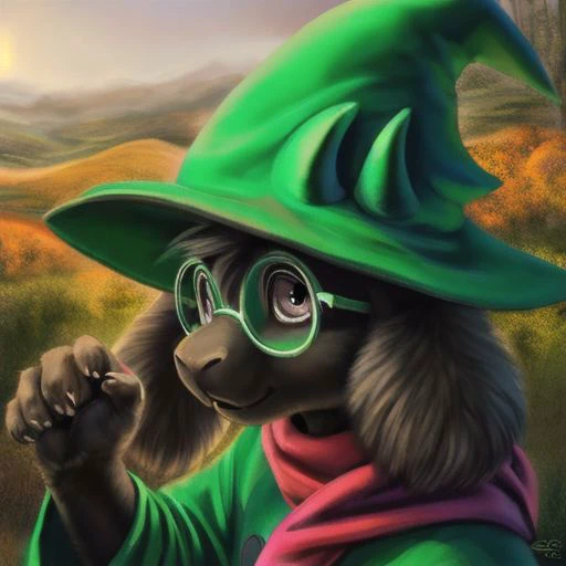 uploaded on e621, by Sabretoothed Ermine, by Supplesee, (fluffy), solo, , (goat), (((white fur))), (red scarf, green robe, green glasses), ((Ralsei)), cartoon, anthro, white hair, (soft shading), cyborg, saber into arms, implants, steel hand, 4k, hi res, five fingers, paws, detailed hands, ((detailed face)), face portrait, sitting, (hanging goat ears), masterpiece, landscape, portrait, detailed background, realistic, masterpiece, highest quality