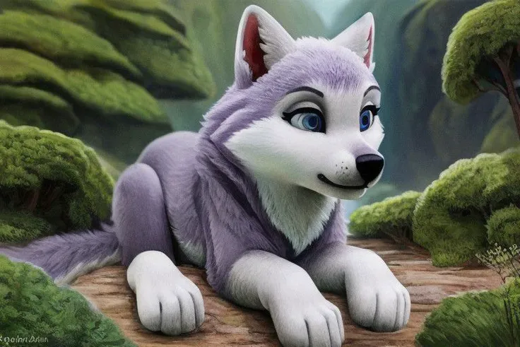 {(paw patrol:0.9), (everest), syberian husky, female, (feral), blue eyes, full body, detailed fur, fur crumbles, (realistic fur), grassland, anatomically correct, female body correct, detailed, detailed background, best quality, masterpiece, detailed eyes, detailed puppy, detailed pup,}