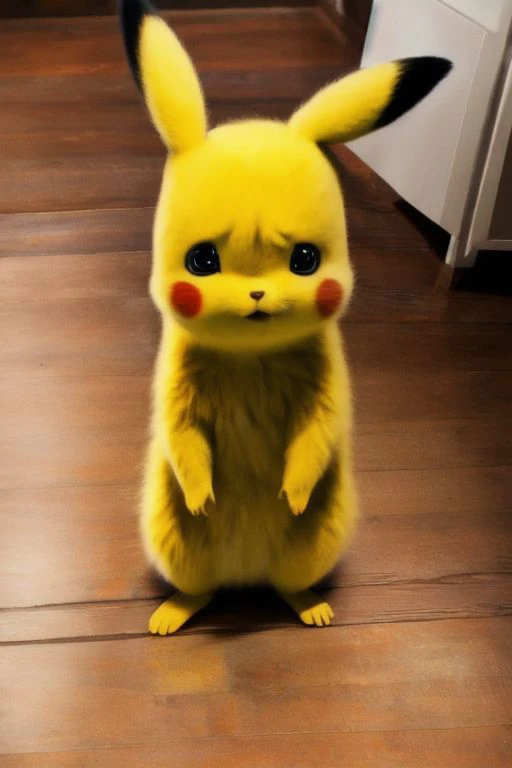 Solo, Pikachu, bust, photorealism, photorealism, photo, neutral expression, masterpiece, high resolution, high quality, super_detail, Perfect_body, perfect face, perfect eyes, long arms, round_elbows, light armpits, long fingers, short hands, chubby thighs , short feet, thin ankles, sitting <lora: detector_pikachu_style v1 .0:1>