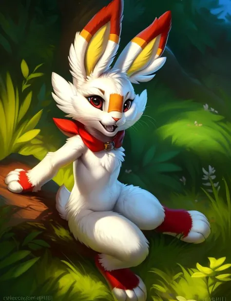 rabbit, arvalis, fur detail, stylized, (beautiful texture) solo, pokemon, ((rj palmer)), scorbunny, whiskers, fur, no humans, realistic, detailed, hi res, nature background, grassy, photography style, hd, depth of field, Masterpiece, Best Quality, Ultradetailed, Detailed Background, Johfra Bosschart, Jules Bastien-lepage, Enki Bilal, Howard Chandler Christy, By Hioshiru, Snowskau, Foxovh, By Michael & Inessa Garmash, Ruan Jia, Pino Daeni, <lora:rj palmer-000005:0.5>