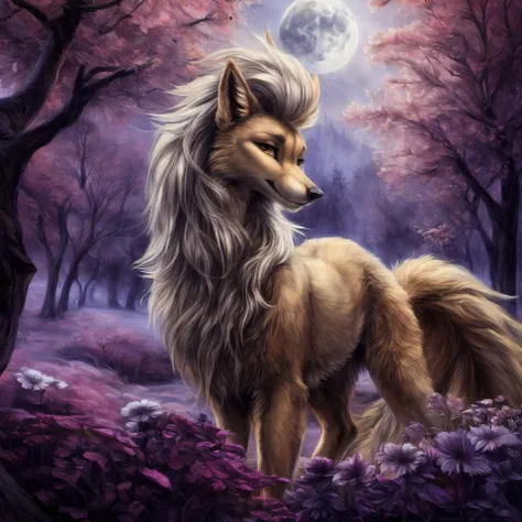 ((solo)) (feral, ninetales), female, looking at viewer, cherry blossom, night, fog, flower, multi tail, full moon,, best quality, shaded, extreme detail, highly detailed, ultradetailed, intricate, realistic, detailed background, hi res, realistic, photography \(artwork\), (by kenket), by ross tran, by michael & inessa garmash, by pino daeni, by isvoc, by kiguri, by alena aenami, by ruan jia, (by zenthetiger, by wolfy-nail), by Enki Bilal, by drmax, photorealism, <lora:add_detail:1.3>