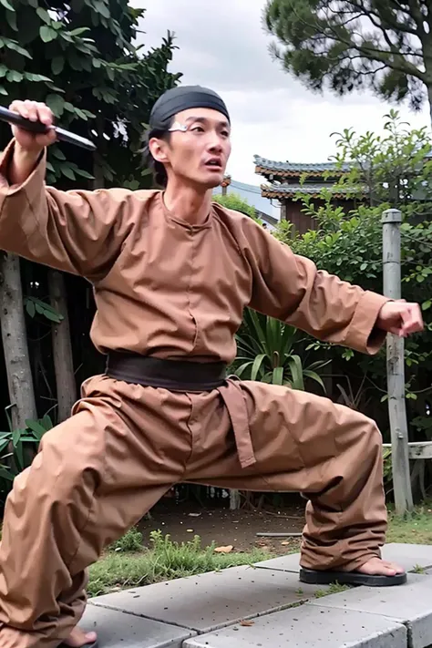 male,,full body ,holding sword, (detailed pupils:1.1),best quality, masterpiece, 4K,photo \(medium\),Chinese Kung Fu, Martial arts movements,sunny day, <lora:shitian_20230626044027:0.8>