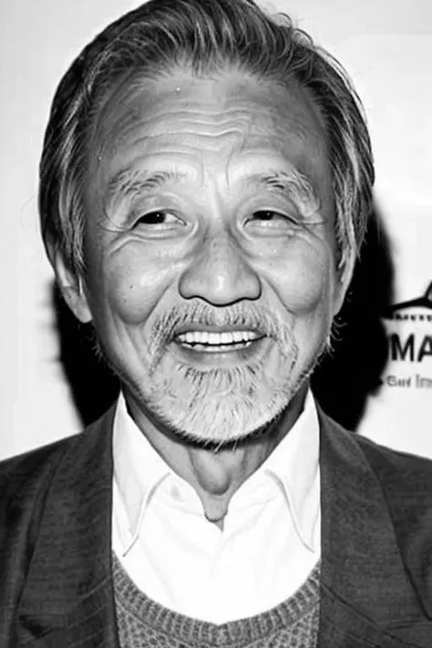 best quality, masterpiece, Asian men,mole, solo, lips, grey_background, mole_under_eye, realistic, upper_body, looking_at_viewer, black_hair, brown_eyes, sweater, forehead, nose, turtleneck, old man, 70 yeas old, <lora:shitian_20230626044027:0.8>