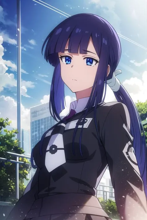 kanadetakatsuki, <lyco:kanadetakatsukiLYCORIStest:1>,
kanade takatsuki, long hair, blue eyes, very long hair, blue hair, hair ribbon, ponytail, sidelocks, blunt bangs,
BREAK skirt, thighhighs, long sleeves, school uniform, black thighhighs, zettai ryouiki,
BREAK looking at viewer,
BREAK outdoors,
BREAK <lora:GoodHands-vanilla:1>, (masterpiece:1.2), best quality, high resolution, unity 8k wallpaper, (illustration:0.8), (beautiful detailed eyes:1.6), extremely detailed face, perfect lighting, extremely detailed CG, (perfect hands, perfect anatomy),