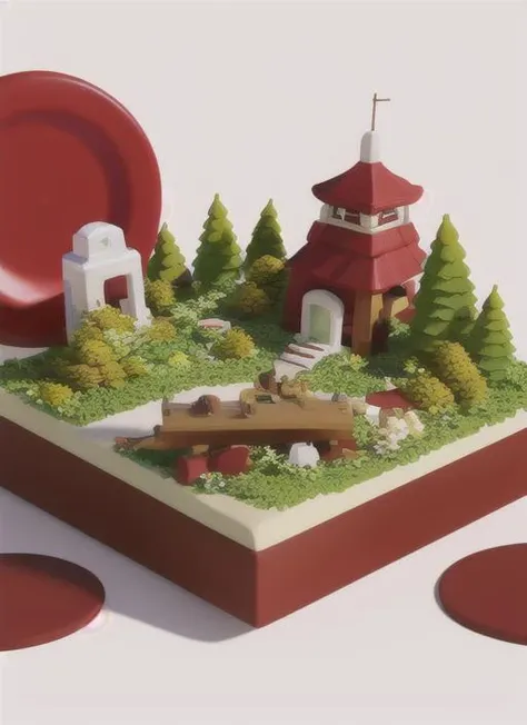 masterpiece, best quality, white background, mini sence,Mini miniarure landscape,
Maroon and Olive,
 <lora:mMiniScene_v10:0.8>