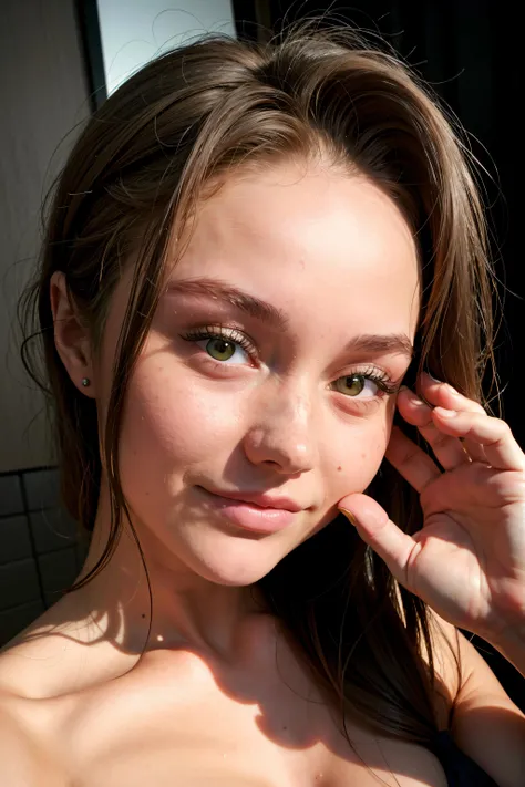 (table top、highest quality、8k、Award-winning work、ultra high resolution)、one beautiful woman、(soaking wet nude:1.1)、(soaking wet brown blonde:1.2)、(soaking wet hair:1.2)、(Perfect and classy wet long hair:1.1)、(Drenched and shiny hair:1.2)、(the wettest skin:1.2)、(Super high-definition fine real water splashes:1.2)、(完璧で最も自然なultra high resolutionの水しぶき:1.2)、color contacts、perfect makeup、long eyelashes、beautiful eyeshadow、bright and glossy lipstick、Very long wavy hair、(Sensual expression staring at me:1.2)、(The most beautiful face with perfect balance:1.1)、slender body、big breasts、(wet and shiny skin:1.2)、(Woman soaking wet all over her body:1.2)、(close up of face:1.6)、(The simplest bathroom tile wall background:1.1)、Standing against the background of a tile wall、(Strongly blurred background:1.1)、accurate anatomy、ultra high definition hair、(closed lips:1.1)、Ultra high definition beauty face、ultra high definition hair、Super high-definition sparkling eyes、輝くultra high resolutionの美肌、ultra high resolutionの艶やかな唇、(Face covered with a large amount of semen:1.7)