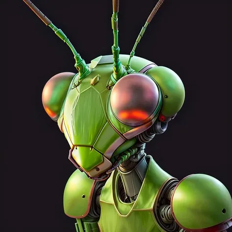 close up of robot helmet in style of mantis head <lora:mantis-head:1.00>
