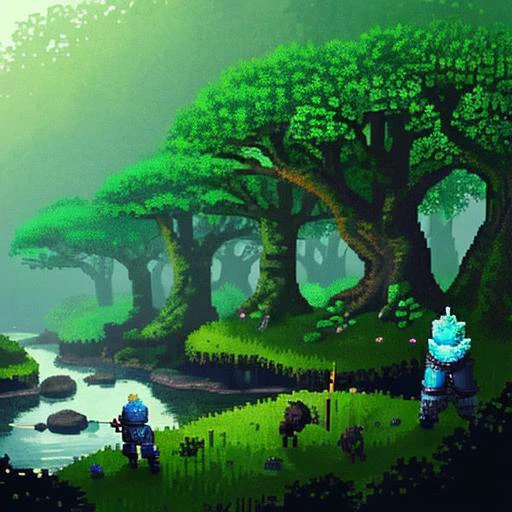 (Pixel art:1.2), firm stance, combat stance,
Focus on (middle earth, Knight Charging into battle on horseback, wielding a lance and clad in heavy armor, Don, Short, Solid, Diamond-Shaped Face, Fair Skin, Platinum Blonde Hair, Blue Eyes with Green Flecks, Narrow Nose, Pouty Lips, Receding Chin, Extended Goatee, Shoulder-length, Side Part, A lush elven forest, filled with towering trees and sparkling streams, Tolkien) fighting (Beholder),
In a mystical swamp, where will-o'-the-wisps lead travelers astray,