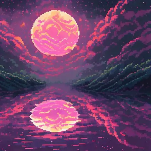pixelart style, pixel art style, raindrops, heavy storm, marble statue, floating through space, (raspberry sun:1.2), best quality, professional, masterpiece, <lora:pixelart_style_eagle_v6:1>