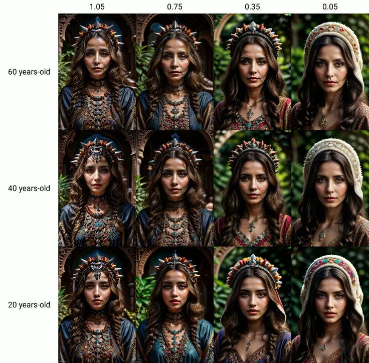 (medieval 60 years-old Moroccan beautiful female wearing traditional jewelry and colorful tawenza headdress), with extremely detailed skin and round eyes with extremely detailed pupils and irises, at majorelle blue garden, moorish arch, marrocan fretwork, arabesque design, zellige concept art background <lora:Tawenza-SD:1.05> <lora:difConsistency_detail:0.25> <lora:more_details:0.45> <lora:speedy1p5:1>