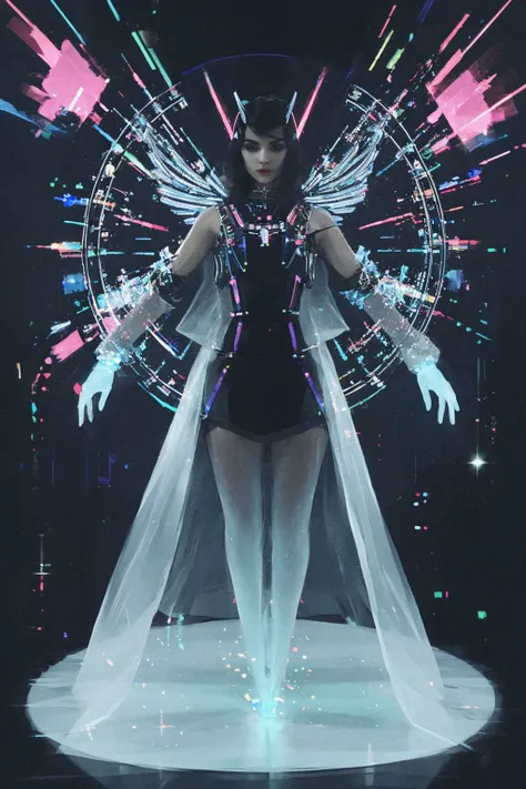 futuristic impractical,embellished,transparent party hat, dynamic pose, SoftSorrowStyle <lora:SoftSorrowStyle:0.7>