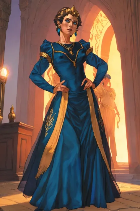 Masterpiece, Best quality, extremely detailed RAW photograph of a mature pristine beautiful french princess with dreamy blue eyes wearing an (intricately embroidered flimsy breastless black dress with gold trim and tulle sleeves), breasts out, flat chest, petite physique, (perky nipples), golden necklace and earrings, in a crowded royal party at the castle, shortlight, under a spotlight, by Steve McCurry