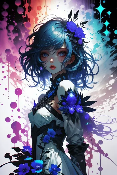 (Methodological Painting:1.3) of (Ultrarealistic:1.3) ((Masterpiece, best quality,edgQuality)), edgCrystal, woman wearing a dress made of crystals,wearing edgCrystal,cowboy shot <lora:edgCrystalDress:0.9>,(Blue hue:1.3), <lora:LCM_LoRA_Weights_SD15:1>