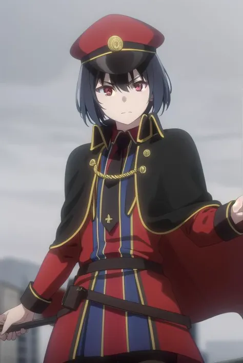 detectivehel, <lora:detective hel s1-lora-nochekaiser:1>,
hel, short hair, bangs, black hair, (red eyes:1.3), gradient hair,
BREAK hat, pantyhose, necktie, cape, uniform, black pantyhose, military, military uniform, peaked cap, black necktie, military hat, black cape,
BREAK outdoors,
BREAK looking at viewer, dynamic pose,
BREAK <lyco:GoodHands-beta2:1>, (masterpiece:1.2), best quality, high resolution, unity 8k wallpaper, (illustration:0.8), (beautiful detailed eyes:1.6), extremely detailed face, perfect lighting, extremely detailed CG, (perfect hands, perfect anatomy),