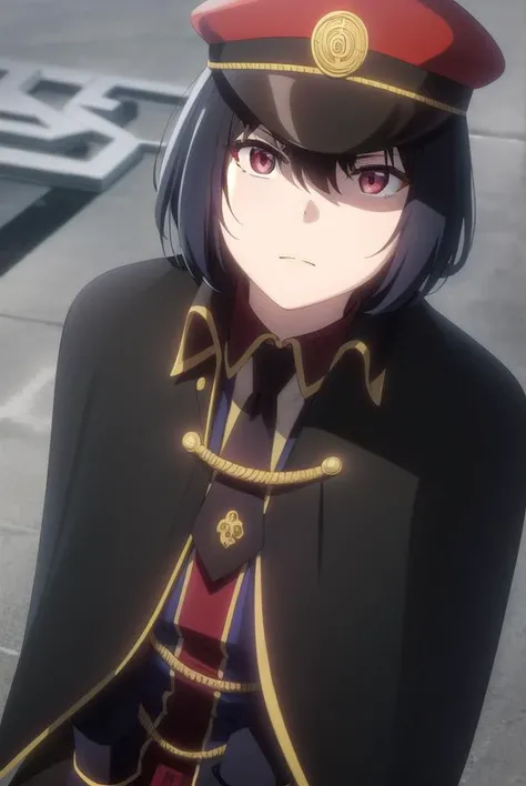 detectivehel, <lora:detective hel s1-lora-nochekaiser:1>,
hel, short hair, bangs, black hair, (red eyes:1.3), gradient hair,
BREAK hat, pantyhose, necktie, cape, uniform, black pantyhose, military, military uniform, peaked cap, black necktie, military hat, black cape,
BREAK outdoors,
BREAK looking at viewer, dynamic pose,
BREAK <lyco:GoodHands-beta2:1>, (masterpiece:1.2), best quality, high resolution, unity 8k wallpaper, (illustration:0.8), (beautiful detailed eyes:1.6), extremely detailed face, perfect lighting, extremely detailed CG, (perfect hands, perfect anatomy),