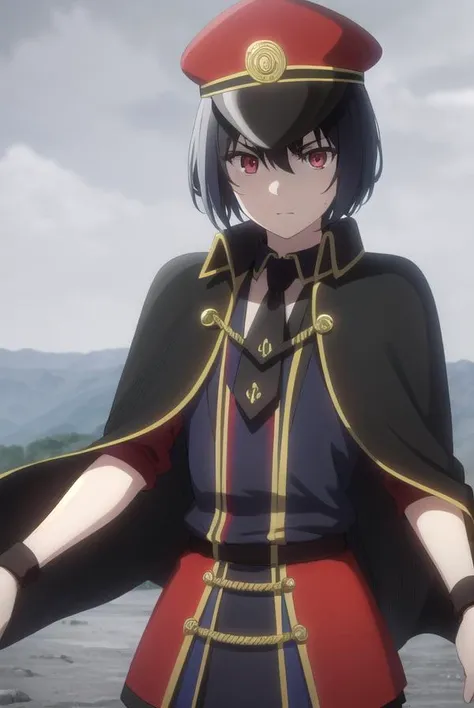 detectivehel, <lora:detective hel s1-lora-nochekaiser:1>,
hel, short hair, bangs, black hair, (red eyes:1.3), gradient hair,
BREAK hat, pantyhose, necktie, cape, uniform, black pantyhose, military, military uniform, peaked cap, black necktie, military hat, black cape,
BREAK outdoors,
BREAK looking at viewer, dynamic pose,
BREAK <lyco:GoodHands-beta2:1>, (masterpiece:1.2), best quality, high resolution, unity 8k wallpaper, (illustration:0.8), (beautiful detailed eyes:1.6), extremely detailed face, perfect lighting, extremely detailed CG, (perfect hands, perfect anatomy),