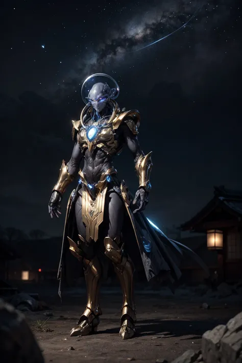 2d artwork, <lora:Protoss:0.7>, a mechanized alien with golden armour in a blue forcefield <lora:epi_noiseoffset2:0.8>
BREAK
outdoors, japanese ghost village, night sky, raytracing <lora:add_detail:1>