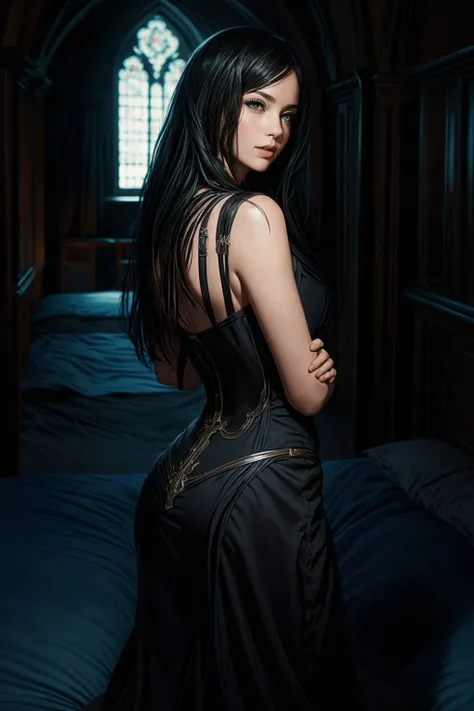 (best quality, masterpiece), realistic, (perfect detailed face), detailed bright eyes, good lit detailed skin, 1girl, (curvy), on bed, hallway, inside a gothic castle bedroom, (dim:0.5), (low key:0.5), lying her own back pose, snha <lora:epi_noiseoffset2:1> <lora:more_details:0.5> <lora:add_sharpness:1.5> <lora:rec:1.25> <lora:Castlevania_OoE_Shanoa:0.7>