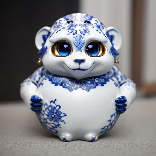 <lora:bwporcelaincd-000007:0.8>, bwporcelaincd, monkey