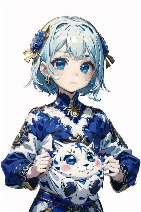 papercutcd, 1girl, cute face, white background, <lyco:bwporcelaincd-000006:0.9>