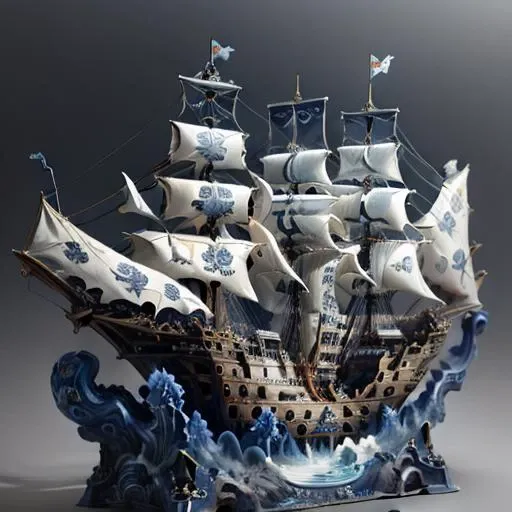 <lora:bwporcelaincd-000007:0.9>, bwporcelaincd, ship