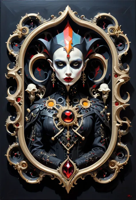 daring,dark mode,gothic,Stylistically diverse painting,((create a new and unique visual experience)),((BOOMððð)),complex expressions! abstract details,distinctive visuals,((Quirky)),Intricate,<lora:xl_more_art-full_v1:0.8>,<lora:TeslaPunkAIv2p:0.8>, t3slapunkai,3d1sonpunkai