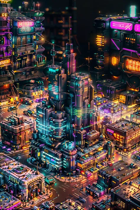 mini\(ttp\), (8k, RAW photo, best quality, masterpiece:1.2), cyberpunk city, cyberpunk light, TRANSPORTATION, ARCHITECTURE, isometric, miniature, landscape, <lyco:miniature_V1:0.8>