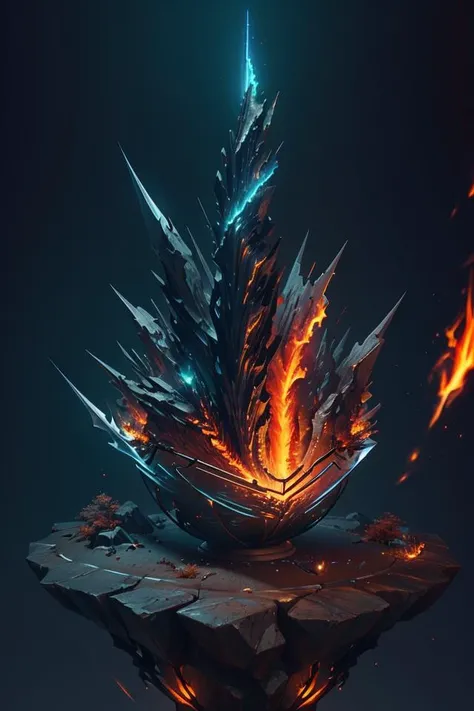 glowing, Dynamic composition, (digital painting:1.1), cliff, fence, upper body, (best quality), award-winning contemporary interior design, cinematic lighting, flame, (sharp:1.3), good anatomy, glass bowl <lora:miniature_V1:0.8>, (detailed light)