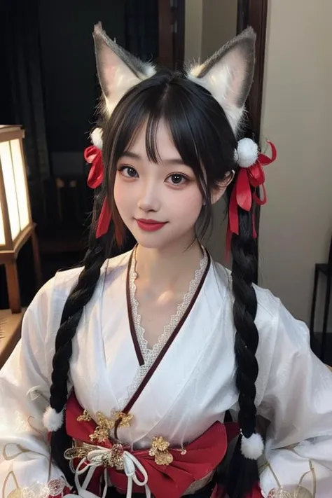masterpiece、highest quality、cinema、(Cute Japanese Woman:1.3)、23 years old、1 girl、elegant、Black Hair、warm、(Bunny ears)