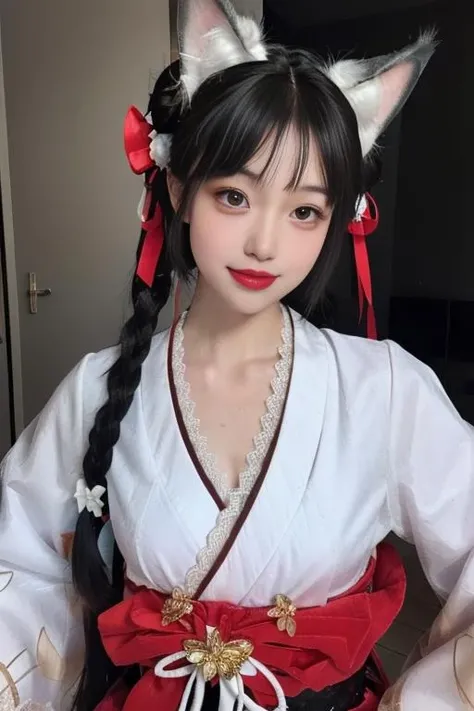 highest quality、Wearing a Chinese dress、Nipples sticking out、Bun Hair、Black Hair, Surrealism, 8k, Super Detail